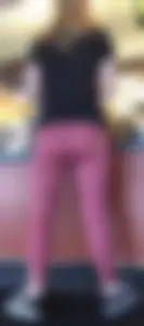 Pink leggings winging it