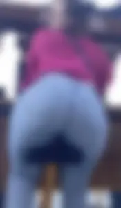 Non-candid girl with her enormous ass in jeans