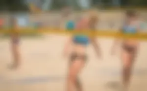 Beach volleyball babes in bikinis