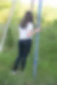 Teen in Leggings Park Candid Photo