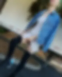 Skinny Girl in a Dress And Stockings Street Creepshot