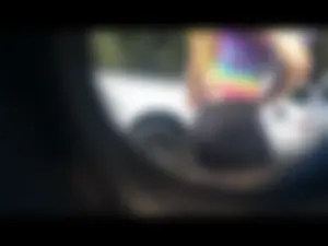 Girl with Hot Booty in Yoga Pants and a Colorful T-shirt Street Creepshot Taken from a Car