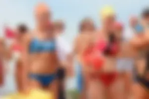 Lifeguard tournament girls on the beach