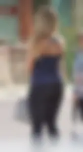 Thick fit blonde in leggings with a great ass and some cleavage