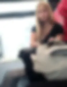 Hot busty blonde on train