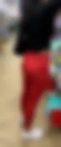 Petite chick in red leggings