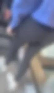 Girl with fit bubble booty in leggings going up elevator