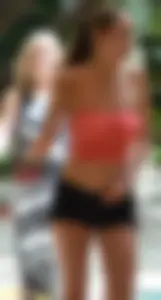 Hottie in black shorts and tube top