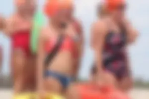 Lifeguard tournament girls on the beach
