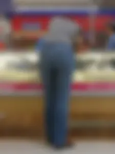Brunette shopping at Walmart in jeans with nice booty