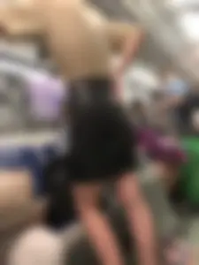 Cute Tattooed Girl in Leather Skirt Subway Train Creepshots Gallery
