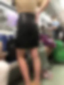 Cute Tattooed Girl in Leather Skirt Subway Train Creepshots Gallery