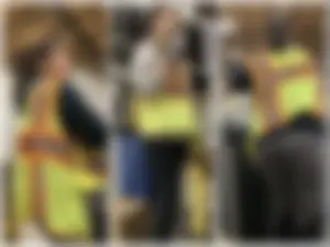 Sexy Asian Coworker Creeped and Exposed Leggings VPL