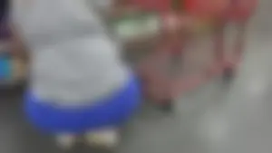 Short Blonde MILF Pawg In Blue Leggings (VPL)