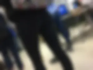 College Teen in Tight Pants - Closeup in the Classroom