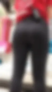 Sexy Canadian employee with glasses in tight leggings showing her awesome ass