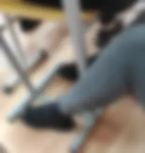 Cute Legs in Tight Jeans and Black Nylon Socks College Candid Closeup