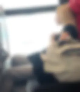 Hot busty blonde on train