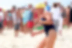 Lifeguard tournament girls on the beach
