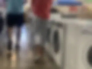 Closeup of a ladies crotch and booty in white leggings