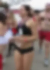 Sexy brunette in her panties for a panty run