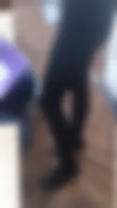 Skinny Legs in Black Pantyhose on Heels - College Teen Classroom Candid
