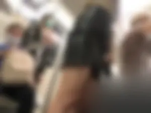 Cute Tattooed Girl in Leather Skirt Subway Train Creepshots Gallery