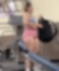 Super Thick Blonde PAWG in Pink Spandex Shorts at the GYM (Not OC)