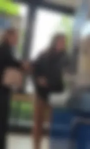 Thick brunette in short leggings and company