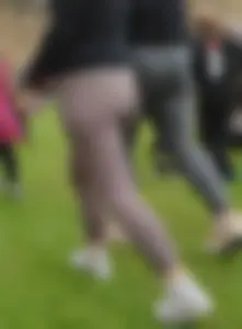 Stunning girl with a fabulous ass in light brown leggings, my best capture yet