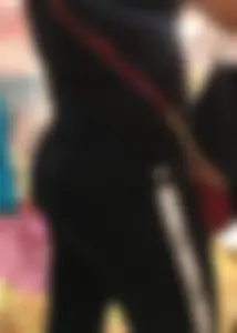 Mature sexy lady in Pink leggings shopping at Pink