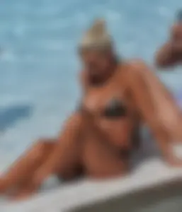 Classy blonde bikini milf lounging at the pool with her sister [088]