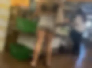 Blonde with fantastic ass and thighs in grey shorts (OC)