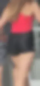 TIGHT WHITE ASS; BLACK SPANDEX SHORTS