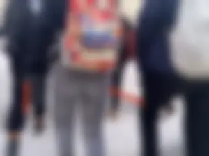 Booty of a Teen Girl With a Backpack in Loose Grey Pants Street Winter Creepshots