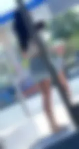 Sexy white girl in mini skirt beautiful legs