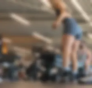 Cute gym blonde with orange hair ribbon