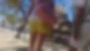 Milf in yellow shorts with vpl and a wedgie