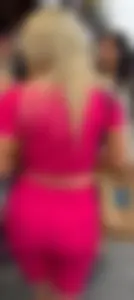 I’ve never seen a VPL like this - Pink Spandex Shorts