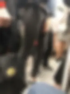 Long Skinny Legs in Black Denim - Subway Train Closeup Candid