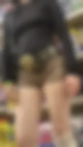 TINY animal print shorts. Cheeks out! (OC)