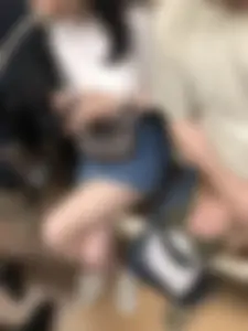 A Cute Candid Girl in a Jean Skirt With Awesome Slim Legs Sitting With Crossed Legs, Subway Creepshots