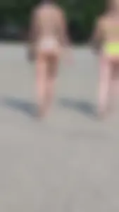 Tall Girl in White bikini on the beach. oc