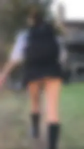 Chubby College Girl in Black Knee Socks and Short Skirt Street Closeups and Upskirt Candid Pics