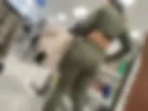 Sexy Brazilian MILF in tight green leggings VPL
