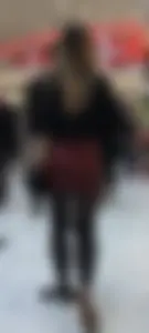 Shop Assistant out for Lunch - Red Leather Miniskirt