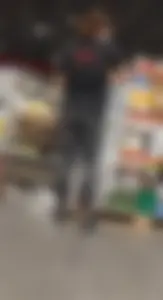 Slim clerk in tight grey jeans