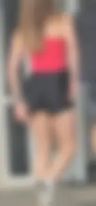 TIGHT WHITE ASS; BLACK SPANDEX SHORTS