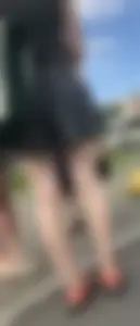 Girl with Nice Pale Legs in a Dress Street Candid Photos