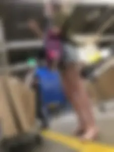 Candid Girl in Denim Shorts With Long Slim Legs in Sandals Creepshots